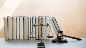 Law books and balance