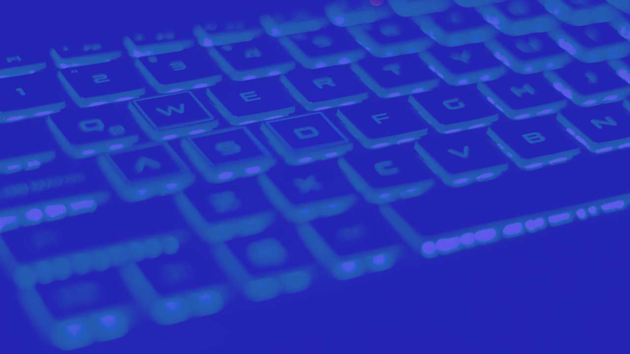 Keyboard with blue overlay